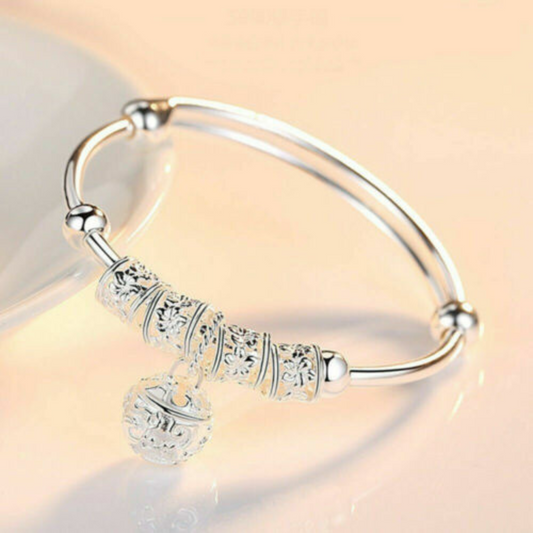 Sterling Silver Plated Cuff Bracelet Charm Bangle